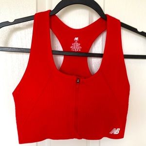 NWOT Red Front Zipper New Balance Sports Bra